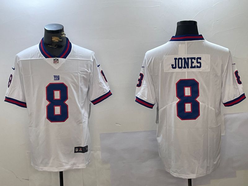 Men New York Giants #8 Jones White 2024 Nike Vapor Limited NFL Jersey style 1